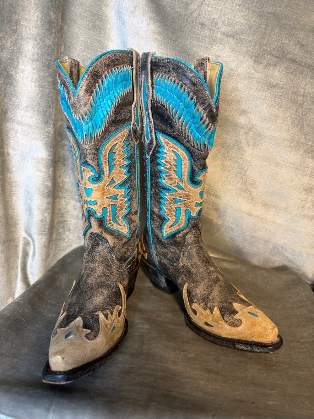 Corral Women's Turquoise Eagle Overlay Western Boots. Size 7B